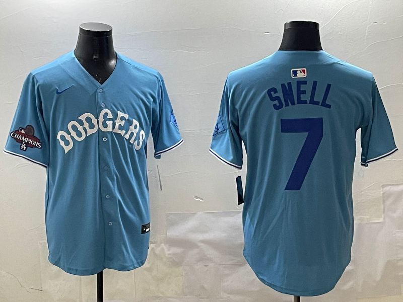 Men Los Angeles Dodgers #7 Snell Light Blue Joint Name 2025 Nike MLB Jersey style 15->los angeles dodgers->MLB Jersey